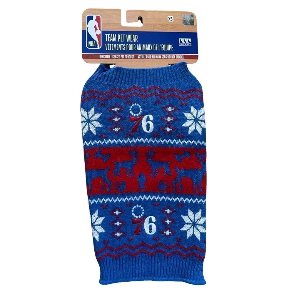 NBA Officially Licensed Philadelphia 76ers Petwear Knit Holiday Sweater XS NWT